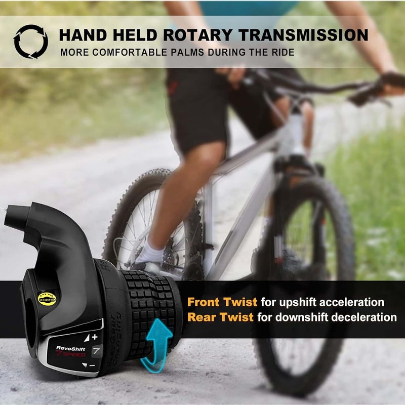 RainFlowwer Revoshift MTB Bike Bicycle Right Shift Lever, SL-RS35 6/7 Speed Bicycle Twist Grip Gear, Bike Handle Shifter for Mountain Bicycle - Image 3